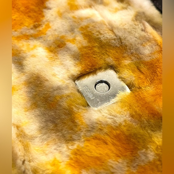 FENDI NWT RARE Fur Vintage Leather Multicolor Silver Yellow Small Baguette Purse - Picture 4 of 15